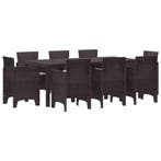 vidaXL Tuin Eettafel Set 9 pcs Bruin Polypropyleen, Verzenden, Nieuw