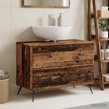 vidaXL Wastafel kabinet voor de badkamer BREDA Oud hout, Huis en Inrichting, Verzenden, Nieuw