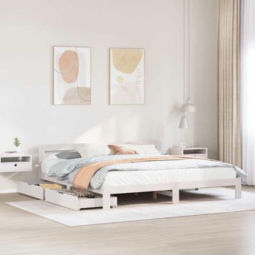 vidaXL Bedframe zonder matras massief grenenhout wit 180x200, Verzenden