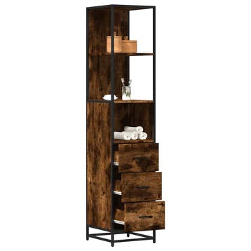 vidaXL Badkamerkast 35x37,5x166 cm bewerkt hout gerookt, Verzenden, Nieuw