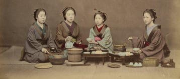 Enami, Farsari, Suzuki, Yokohama School (XIX) - Eating at
