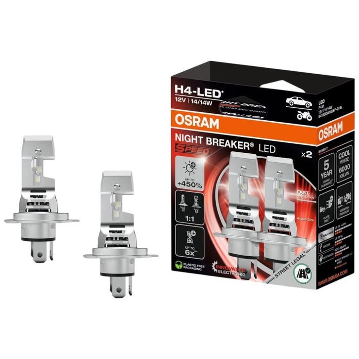 Osram H4 Night Breaker LED Speed 450 – 2 stuks, Autos : Pièces & Accessoires, Éclairage, Envoi