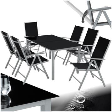 Aluminium zitgroep 6+1 - zilver, Tuin en Terras, Verzenden, Nieuw