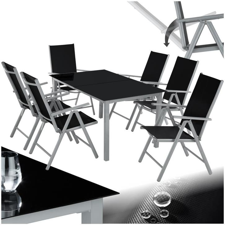 Aluminium zitgroep 6+1 - zilver, Jardin & Terrasse, Ensembles de jardin, Envoi