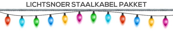 Staalkabel Lightstring Lichtsnoer Pakket voor buiten, Tuin en Terras, Overige Tuin en Terras, Verzenden