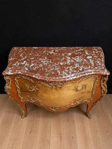 Ladekast - Marmer, Brons, Hout - Commode in Lodewijk