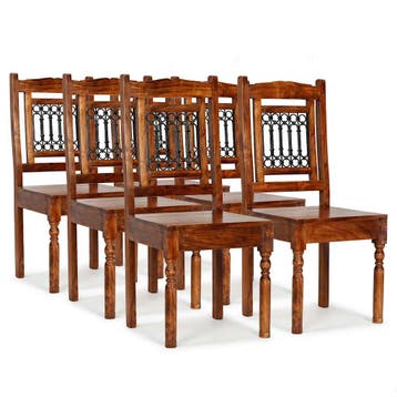vidaXL Eetkamerstoelen 6 st massief hout klassiek, Verzenden, Nieuw
