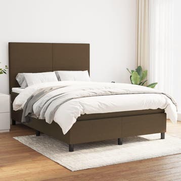vidaXL Boxspring met matras stof donkerbruin 140x200 cm, Verzenden