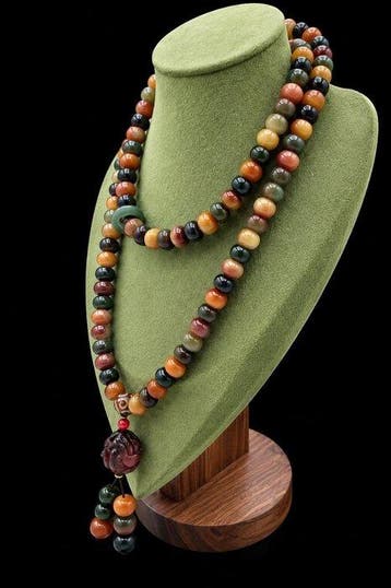 Collier Japa Mala fait à la main en perles dos de yak -