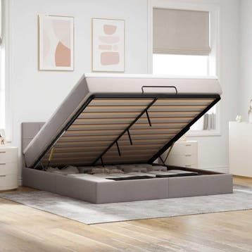 vidaXL Ottoman bed met matras 180x200cm stof taupe, Verzenden, Nieuw