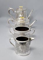 Hukin & Heath, Birmingham - Koffie- en theeservies (4) -, Antiek en Kunst