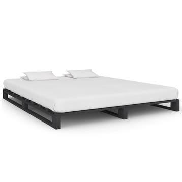 vidaXL Bedframe pallet massief grenenhout grijs 180x200 cm, Verzenden, Nieuw
