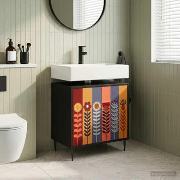 vidaXL Badkamerkast ESSEN Zwart eiken 60 x 40 x 61 cm, Verzenden