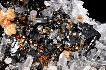 Magnifique pyrite sur sphalérite var Marmatite, galène et