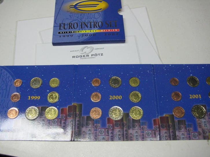 11,64 Euro Belgie 3 x 3,88 Euro 1999-2001 Euro-introset i..., Postzegels en Munten, Munten | Europa | Euromunten, België, Verzenden