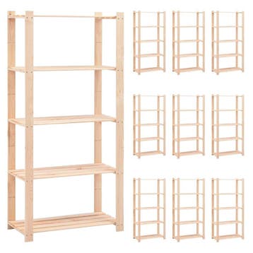 vidaXL Opbergrekken 5-laags 10 st 80x38x170 cm grenenhout, Verzenden, Nieuw