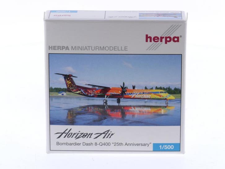 Schaal 1:500 Herpa 510165 Horizon Air Bombardier Dash 8-Q..., Hobby en Vrije tijd, Modelbouw | Vliegtuigen en Helikopters, Zo goed als nieuw