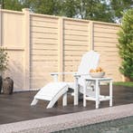 vidaXL Tuinstoel Adirondack met voetenbank en tafel HDPE wit, Verzenden, Nieuw