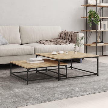 vidaXL 2-delige Tafeltjesset bewerkt hout sonoma, Verzenden