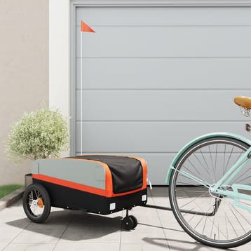 vidaXL Fietstrailer 30 kg ijzer zwart en oranje, Verzenden, Nieuw