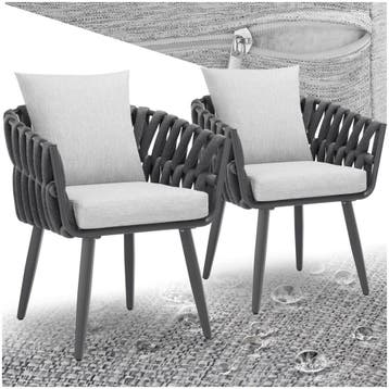 Stoel Lugano in rope-design met aluminium frame - antraciet, Verzenden, Nieuw