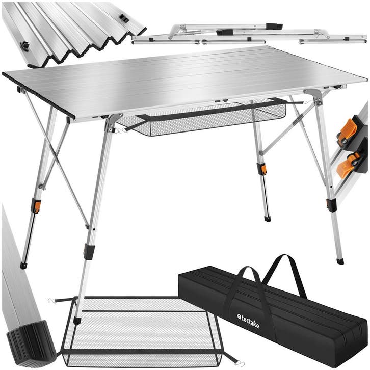 Aluminium klaptafel Bastian, in hoogte verstelbaar - zilver, Caravanes & Camping, Accessoires de camping, Envoi
