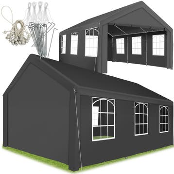 Tuinpaviljoen 6x4m met 4 zijwanden - grijs, Verzenden