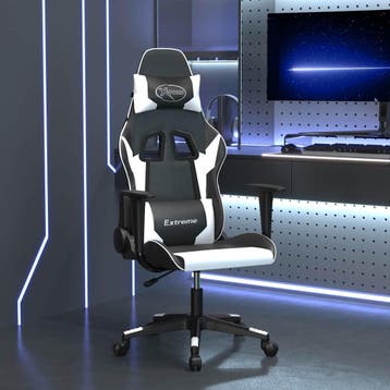 vidaXL Massage gamestoel kunstleer zwart en wit, Verzenden
