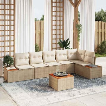 vidaXL Tuinbank Set 6 st 6-Aantal zitplaatsen Beige en Crème, Verzenden, Nieuw