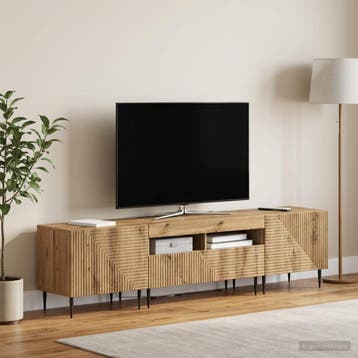 vidaXL 3-delige LED TV-kast Artisanaal eiken Bewerkt hout, Huis en Inrichting, Kasten |Televisiemeubels, Verzenden, Nieuw