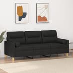 vidaXL Driezitsbank met sierkussens 180 cm stof zwart, Verzenden, Nieuw