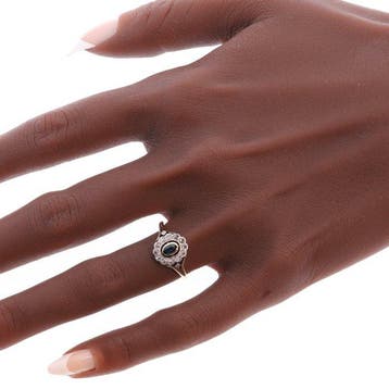 Ring - 18 karaat Geel goud - 0.18ct. tw. Saffier - Diamant -, Nieuw