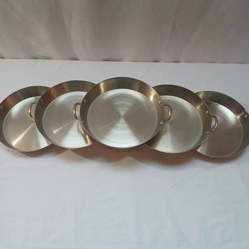 6 plats de service cuivre et acier inoxydable - Ensemble de