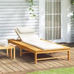 vidaXL Ligbed met crèmekleurig lig- en hoofdkussen massief, Tuin en Terras, Verzenden, Nieuw