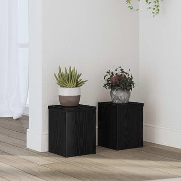 vidaXL Plantenstand 2 st Zwart eiken 15 x 15 x 20 cm Bewerkt, Verzenden