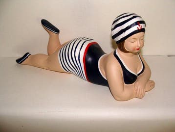 Statue, Statue, Mollige Bade Dame Badenixe Statuette, eine