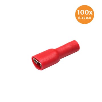 Vlakstekerhuls Geïsoleerd Rood (6,4x0,8mm) 100 Stuks, Ophalen of Verzenden, Nieuw