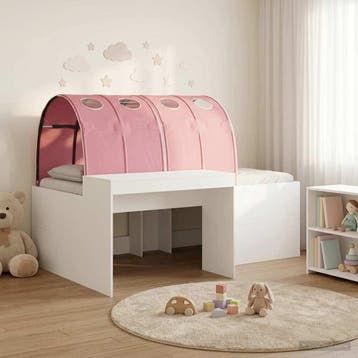 vidaXL Kinderhoogslaper met bureau 3 st Wit en Roze Bewerkt, Verzenden, Nieuw