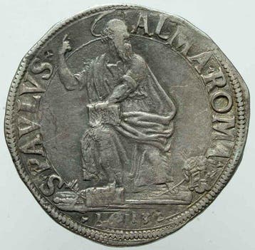 Italië, Pauselijke Staat Paolo V. Testone 1613