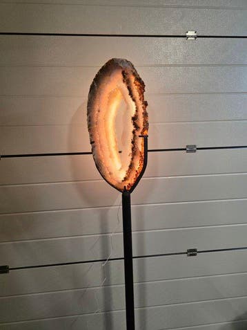 Lampadaire - Agate, Métal - Dalle de cristal XXL unique