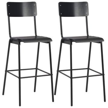 vidaXL Barstoelen 2 st massief multiplex staal zwart, Verzenden, Nieuw