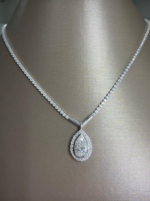 Collier - 14 carats Or blanc - 8.10ct. tw. - Diamant, Bijoux, Sacs & Beauté, Colliers