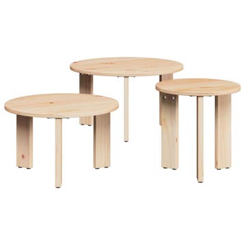 vidaXL Salontafel 3 st Naturel 47,5 x 47,5 x 27 cm Massief, Verzenden, Nieuw