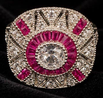 Prachtige 925 sterlingzilver cocktailring met roze, Nieuw