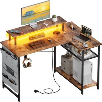 Gaming bureau - Gaming desk - Hoekbureau - 110x80 cm - Bruin, Verzenden, Nieuw