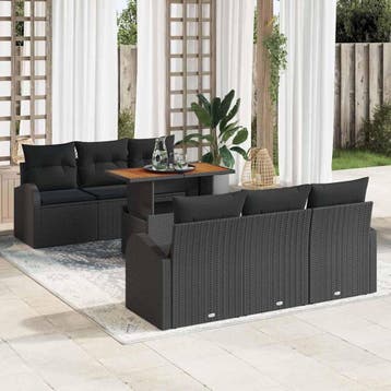 vidaXL Tuinbank Set 7 st Zwart, Verzenden