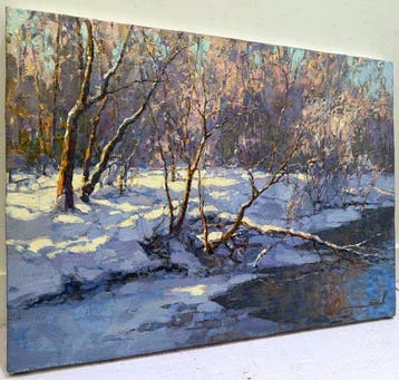 Sergei Flitov (1964) - Rivière Givrée sous le Soleil dHiver, Antiquités & Art, Art | Peinture | Classique