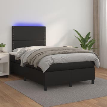 vidaXL Boxspring met matras en LED kunstleer zwart 120x200, Verzenden