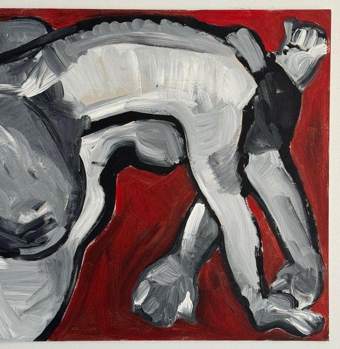 Gundi Falk (1966) - Entrelacs Sensuels - Étreinte Rouge, Antiek en Kunst, Kunst | Schilderijen | Modern