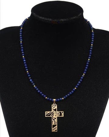 Lapis lazuli - Christelijk Kruis – Het Heilige Gezicht van